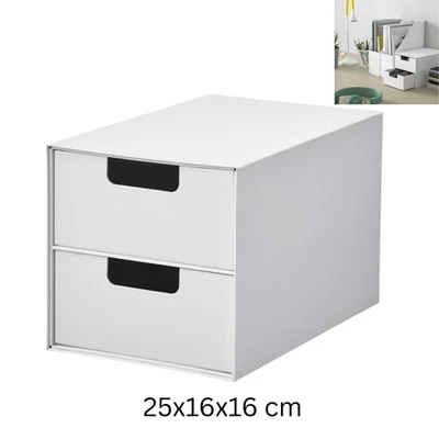 宜家 FJADERHARY 白色迷你柜带 2 个抽屉桌面储物盒收纳盒 — 第 1/4 张图片