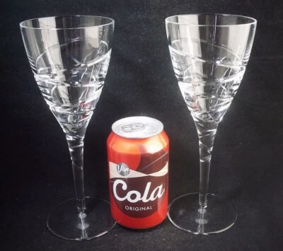 Pair of Tall Royal Doulton Crystal HARMONY Wine Glasses 8.75"h (unsigned) - Image 1 of 4