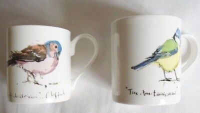 Madeleine Floyd 1 x Blue Tit & 1 x Chaffinch birdsong china mugs cups vgc - Image 1 of 3