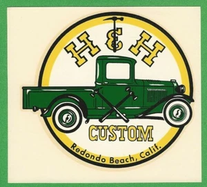 DE COLECCIÓN ORIGINAL 1960 HOT ROD "H & H PERSONALIZADO" REDONDO BEACH CALIFORNIA CALCOMANÍA ARTE - Imagen 1 de 2