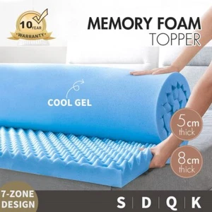 Memory Foam Mattress Topper 7 Zone Cooling GEL 5/8cm Queen King Double Single - Picture 1 of 14