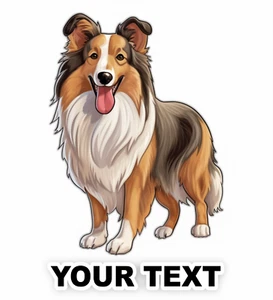 Set of 2 Shetland Sheepdog Sheltie Dog Decal Stickers with Free Custom Text - Afbeelding 1 van 5