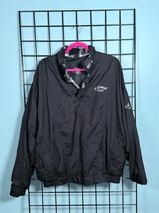 VTG Callaway Golf Jacket Mens XL Black Wool Plaid Pullover 1/4 Zip Snap Grandpa - Picture 1 of 13