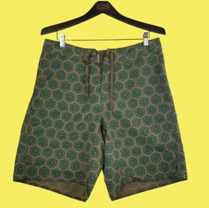Pantalones Cortos Patagonia Wavefarer Board Shorts 34 35 Cintura Verde Marrón Estrella - Imagen 1 de 4