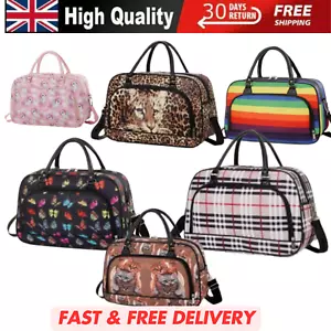 MULTI-PATTERN UNISEX TRAVEL HOLDALL MEDIUM BAG WITH GRAB & SHOULDER STRAP UK - Picture 1 of 31