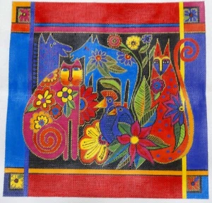  Needlepoint Hand Painted  "Kindred Creatures"  signed by artist Laurel Burch  - Picture 1 of 2