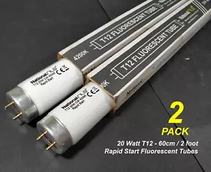 2 x 20W T12 Rapid Start Fluorescent Tubes Lamps 4200K Cool White 600mm 2 foot - Picture 1 of 2