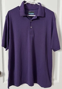 PGA Tour Golf Shirt Polo Button Up Men’s LARGE Short Sleeve Purple Top - Picture 1 of 20
