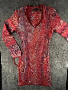 COOGI Australia Sweater Dress Red Small Knit Textured Shaping Wool Mohair Blend - Picture 1 of 21