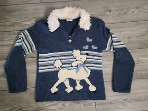 Poodle Sweater Girls Sweater Girls Winter Sqeater Blue Sweater Dog Sweater  - Picture 1 of 10