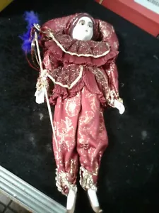 FRAGILE GOLD AND RED JESTER DOLL New Unique - Picture 1 of 10