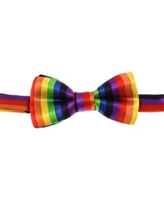 Zac's Alter Ego® Fancy Dress Rainbow Stripes Formal Bow Tie - Picture 1 of 3