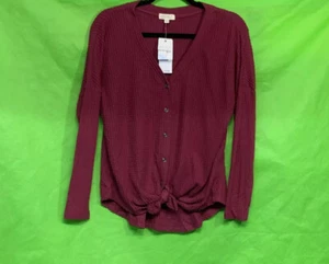 Ultra Flirt Juniors' Waffle-Knit Tie-Front Top Size S - Picture 1 of 12