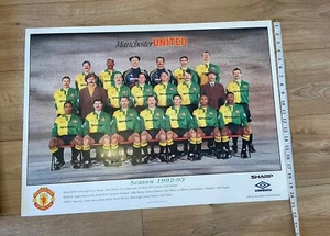 Vintage Manchester United Full Squad Poster 1992 1993 Moustache - Picture 1 of 2