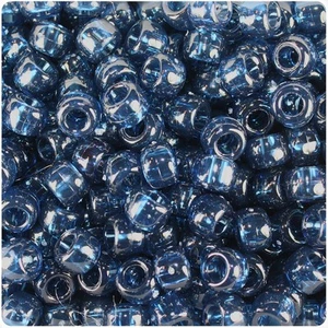 BeadTin Montana Blue Transparent 9mm Barrel Pony Beads (500pcs) - Bild 1 von 1