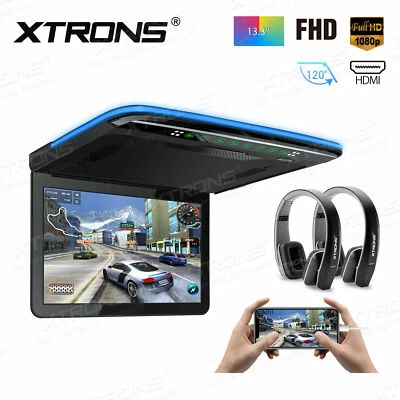 13.3'' Car Roof Mount Flip Down Video Player Monitor 1080P HDMI/USB/SD+Headsets - Image 1 of 4