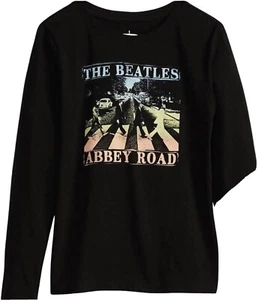 The Beatles Girls Long Sleeve Abbey Road Black T-Shirt 60’s Vintage Size (L) - Picture 1 of 2
