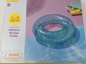 NEW Sun Squad Glitter Tube Pool Float Teal Blue 38 in wide - Picture 1 of 1