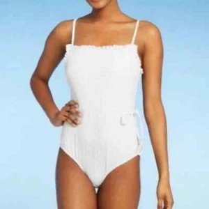 Sea Angel Florence Ruffle Edge Eyelet One Piece Swimsuit Large - Picture 1 of 2