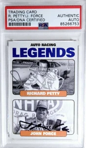 Richard Petty & John Force Dual Signed Racing Legends Card Autograph PSA GOATS - Picture 1 of 2