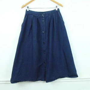 Wrangler Medium Denim Skirt Vintage A Line Button Front Western Prairie Modest - Picture 1 of 7