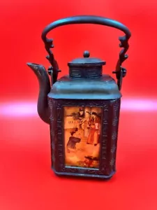 Rare find Antique chinese Shantou Metal Teapot, Shantou Pewter Teapot, Three Pan - Picture 1 of 10