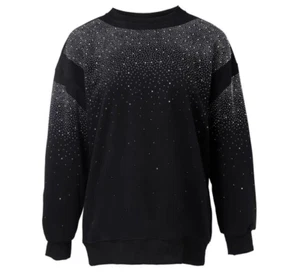 New Men Luxury Diamond Rhinestones Fashion Black Hoodie High Quality - Picture 1 of 3