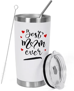 Best Mom Ever Gifts Mom Tumbler Mug(White), 20 Oz Coffee Tumbler Cup Gifts for M - Picture 1 of 6