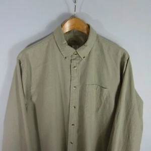 L.L. Bean Mens Large Beige White Houndstooth Check Cotton LS Button Shirt - Picture 1 of 10