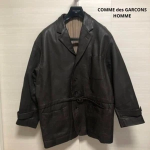 Comme Des Garcons HOMME Leather Jacket Coat Brown Japan Size M 90s Vintage - Picture 1 of 8