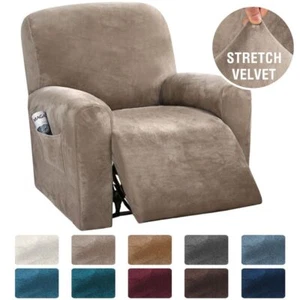Recliner Chair Covers - Lazy Boy Stretchy 1 Seater Home Velvet Sofa Protector - Picture 1 of 30