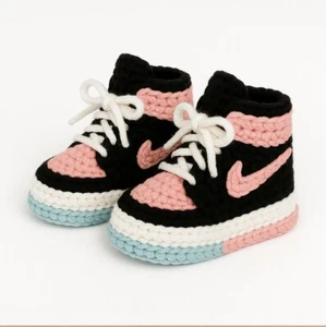 Crochet Amigurumi baby shoes Pink Nike Air Jordan sneakers trainers Pattern Only - Picture 1 of 1