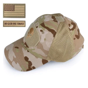 Skull Multicam Operator Mesh cap Bundle with USA Flag Patches - Picture 1 of 7