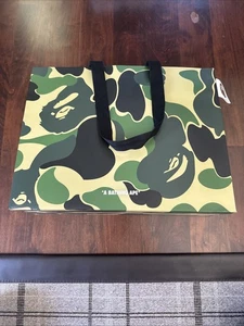 A Bathing Ape BAPE Shopping Gift Tote Bag Large Green Camo - Picture 1 of 1