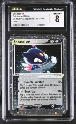 CGC 8 Sneasel ex 2003 EX Ruby & Sapphire 103/109 Holo Pokemon Card - Image 1 of 2