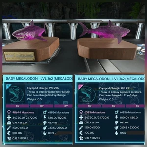 MEGALODON DARK LAVENDER ID89 BABY PAIR TOP STATUS ARK ASCENDED PVE PC/XBOX/PS5 - Picture 1 of 4