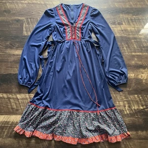 Vintage 70’s Jody T California Prairie Boho Corset Lace Up Maxi Dress Gr. 5 *LESEN - Bild 1 von 13