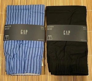 GAP 2 Paar HERREN Boxershorts Gummibund 100% Baumwolle schwarz blau Streifen Größe wählbar - Bild 1 von 2