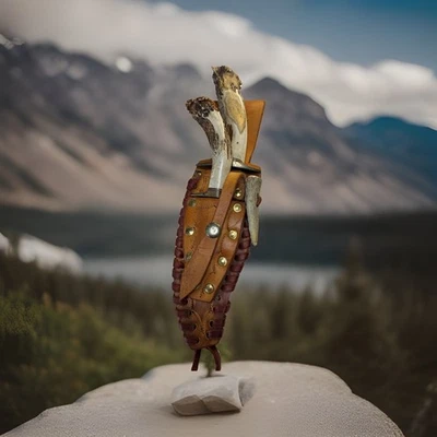 Antigo Ken Richardson Personalizado 6" Bowie e 3" Gota Pt Chifre e Bainha Traseira de Porquinho LEIA - Imagem 1 de 4