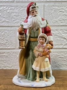 Vintage 1995 Keramik Weihnachtsmann & Kind Figur, Avon Sammlerstück, gebraucht - Bild 1 von 8