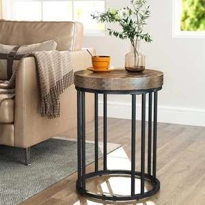 Runder Beistelltisch, moderner Industrial Beistelltisch kleiner Akzenttisch für Wohnzimmer - Bild 1 von 10