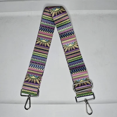 Nuevo Cile BOHO Floral Ancho 2" Cartera Correas Bandolera Plateado Herrajes Ajustable Foto 1 de 4