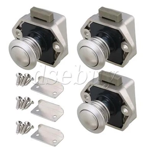 15 Pieces Cabinet Push Button Latch Locks Catch Keyless Entry RV Locks Nickel - Picture 1 of 8