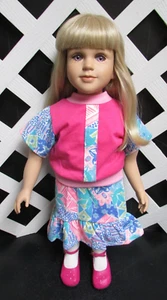 My Twinn Doll Outfit - Pink & Blue Skirt Set + Shoes - Handmade - Picture 1 of 2