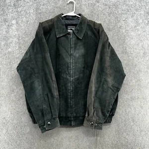 Outbrook Jacket Mens Large Black Full Zip Pocket Quilt Lined Leather Biker Coat - Picture 1 of 16