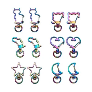 1 Set Multi-color Alloy Heart Cat Star Moon Cloud Lanyar Swivel Clasps Snap Hook - Picture 1 of 11