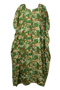 Boho Chic Green Printed Maxi Kaftan Maternity Loose Summer Cruise Caftan 2XL