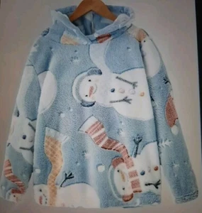 Kinder Mädchen Jungen ultraweicher Plüsch Weihnachten Schneemann Hoodie Brandneu Alter 7-8 - Bild 1 von 5
