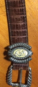 Brighton Größe M Museum braun gemusterter Gürtel silber goldfarbene Beschläge - Bild 1 von 7