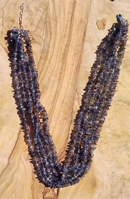 Iolite Necklace Multistrand Sterling Silver Clasp Signed ALUMA USA - Image 1 of 4